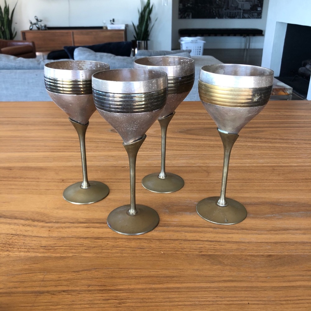 Vintage Brass goblets made in India set of 4
